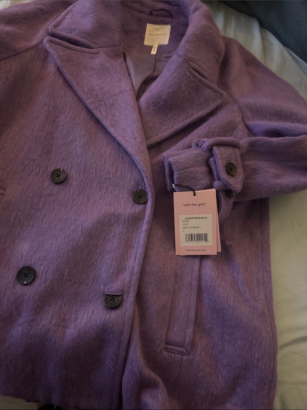 AVEC LES FILLES Lavender Double-Breasted Pea Coat